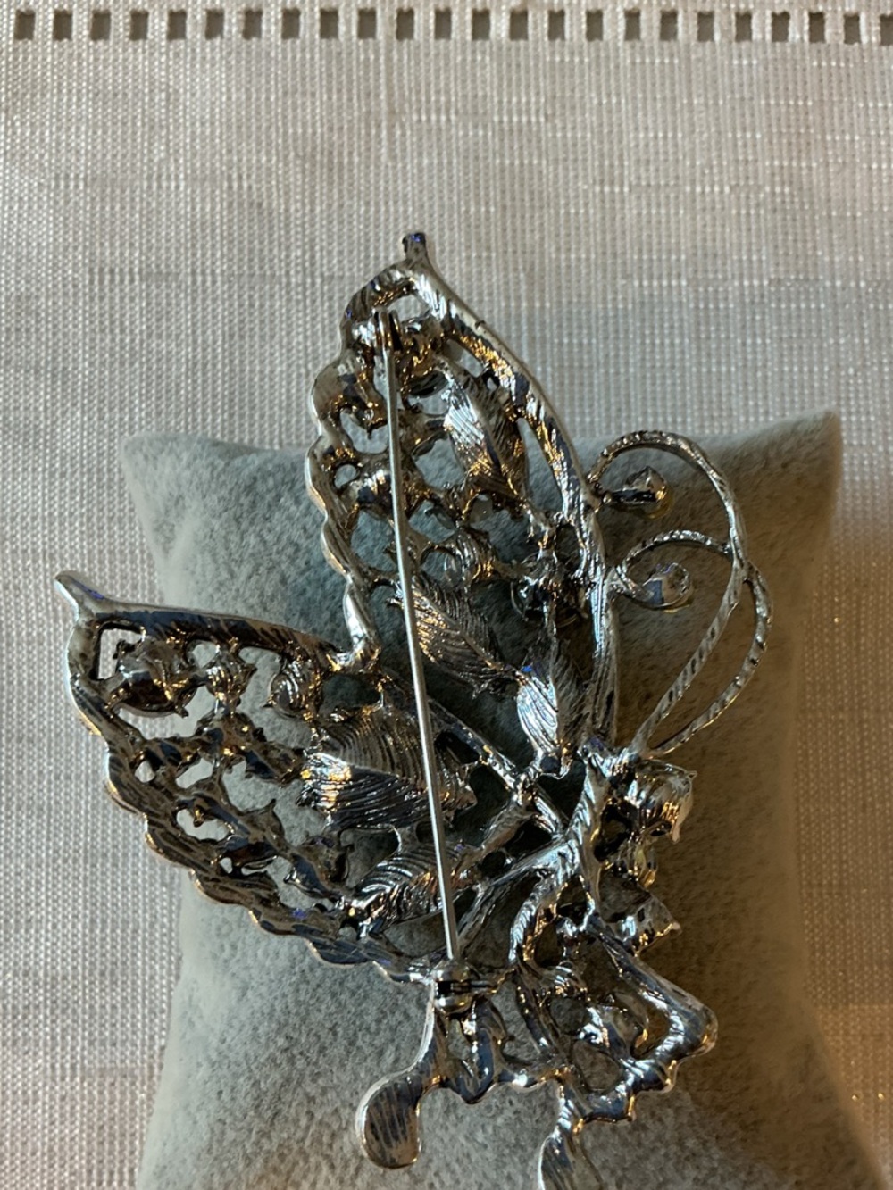 Butterfly Rhinestone Large Statement Silver Tone … - image 3